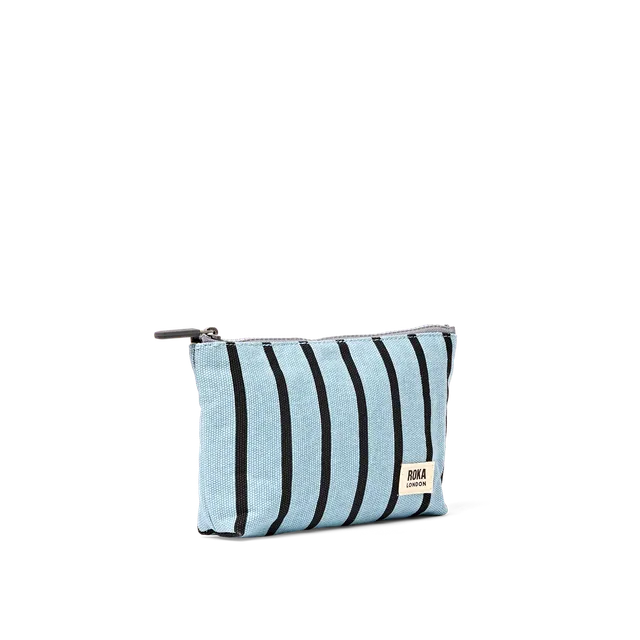 Roka London Maida Vale sminkepung Blue Stripe small bomull