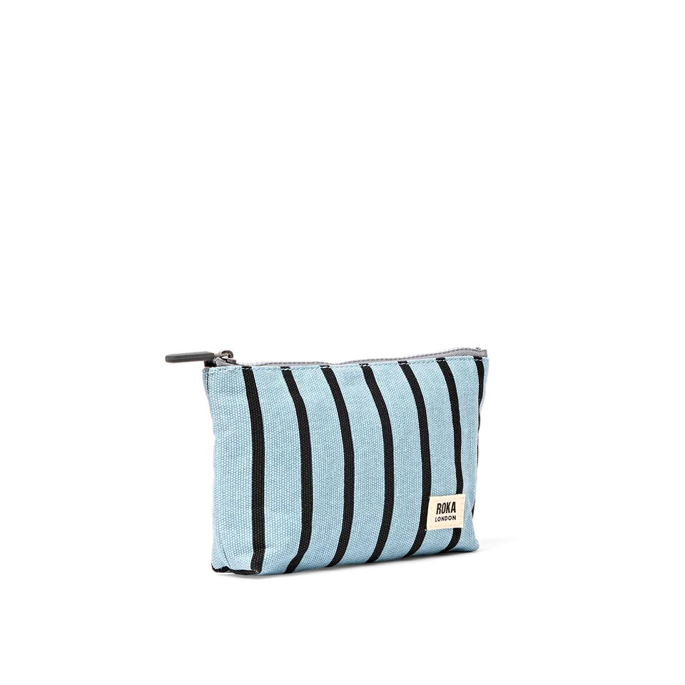 Roka London Maida Vale sminkepung Blue Stripe small bomull