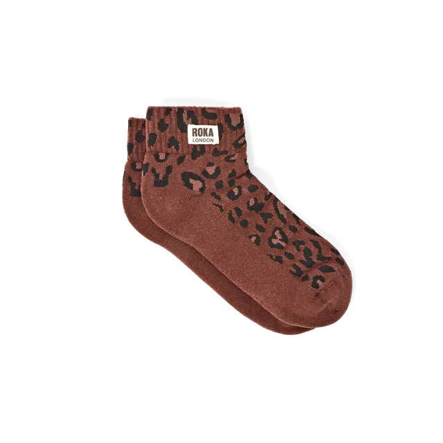Roka London Wembley ankelsokker Mini Leopard økologisk bomull