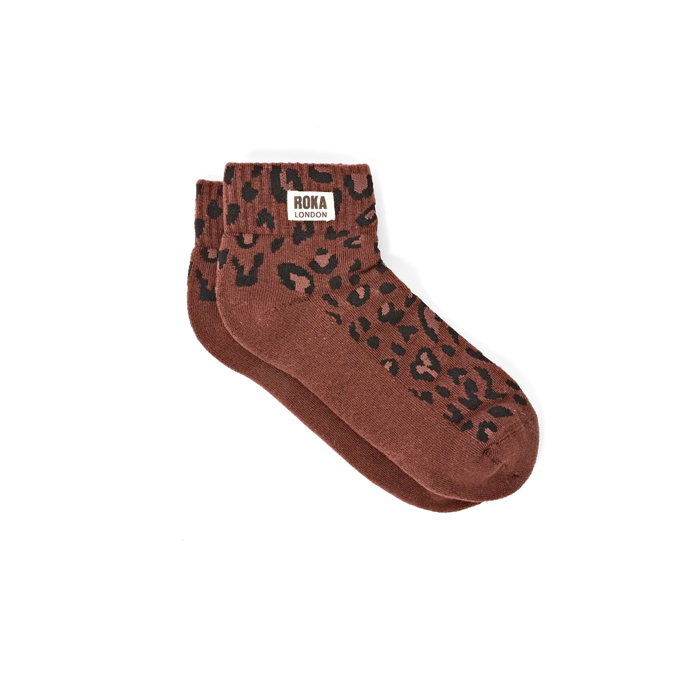 Roka London Wembley ankelsokker Mini Leopard økologisk bomull