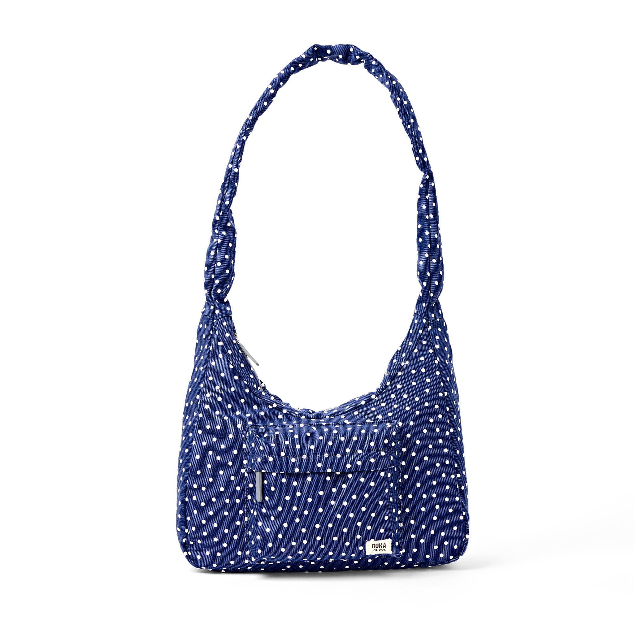 Roka London Belsize Medium skulderveske navy polka bomull