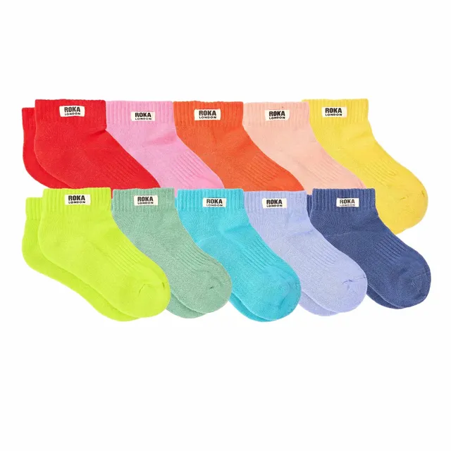 Roka London Wembley barnesokker Rainbow 10-pakning bomull