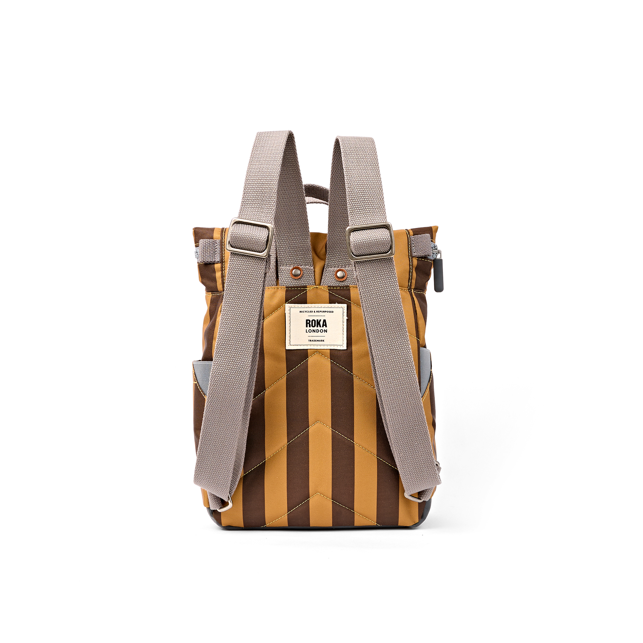 Roka London Canfield sekk small brun stripe 9,8 liter