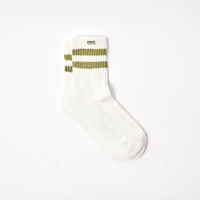 Roka London Windsor crew sokker avocado 40-48 stripete