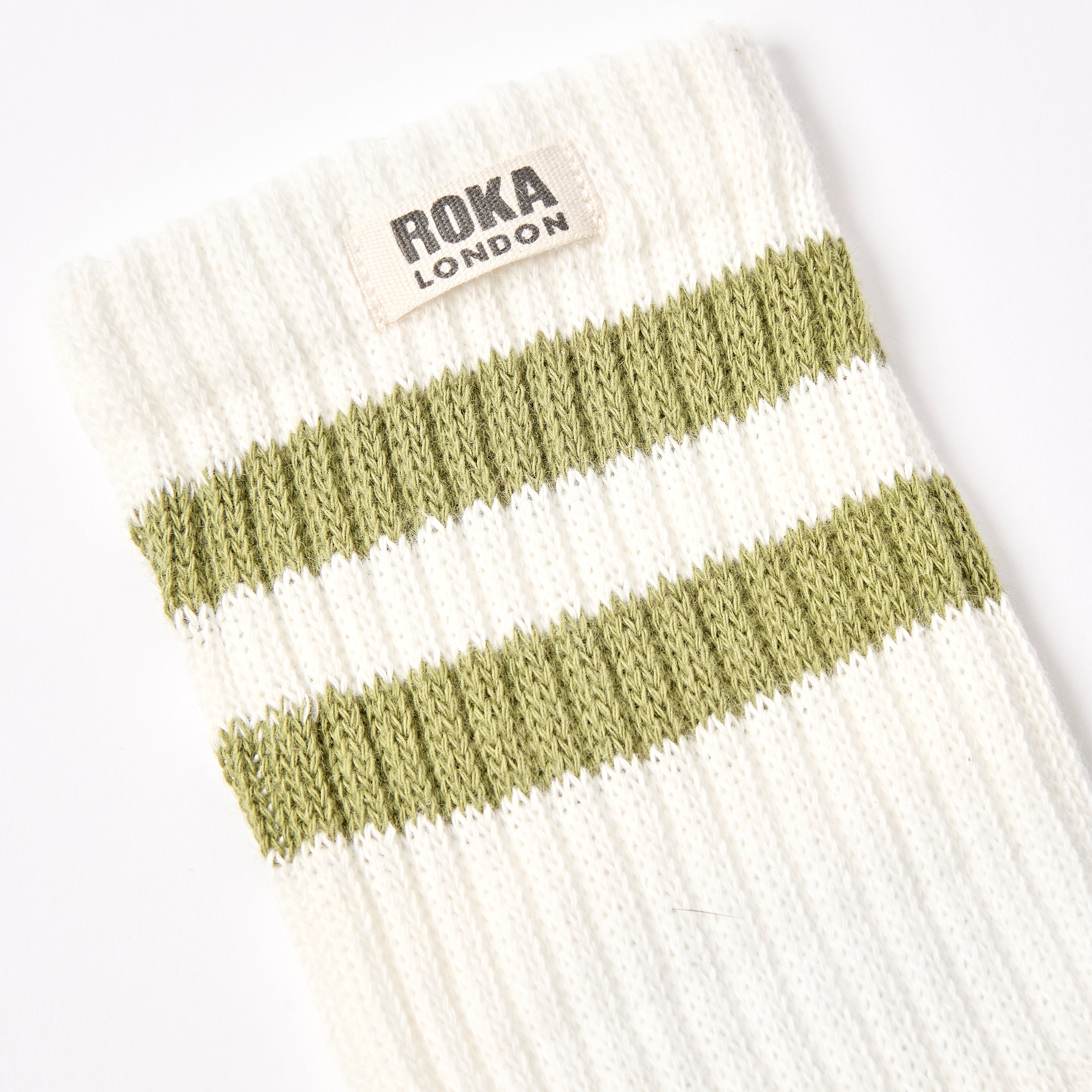 Roka London Windsor crew sokker avocado 40-48 stripete