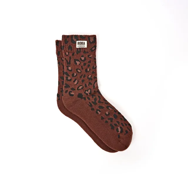 Roka London Wimbledon crew sokker leopard 36–42 økologisk bomull