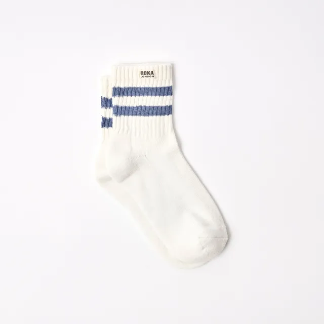 Roka London Windsor Stripe sokker coastal blue dame økologisk