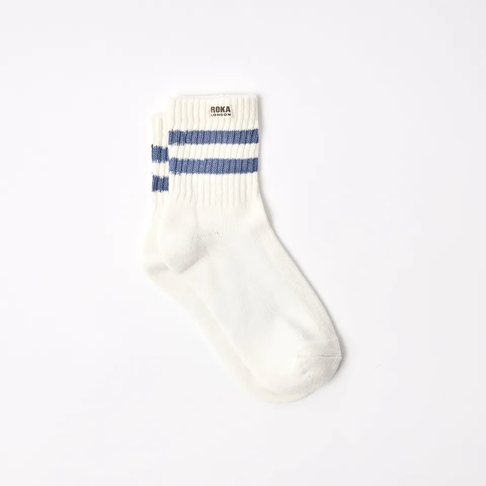 Roka London Windsor Stripe sokker coastal blue dame økologisk