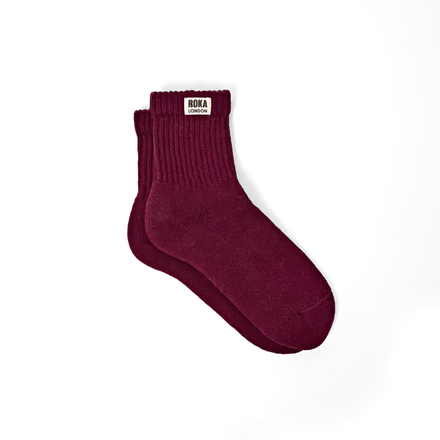 Roka London Windsor crewsokker Plum dame bomull