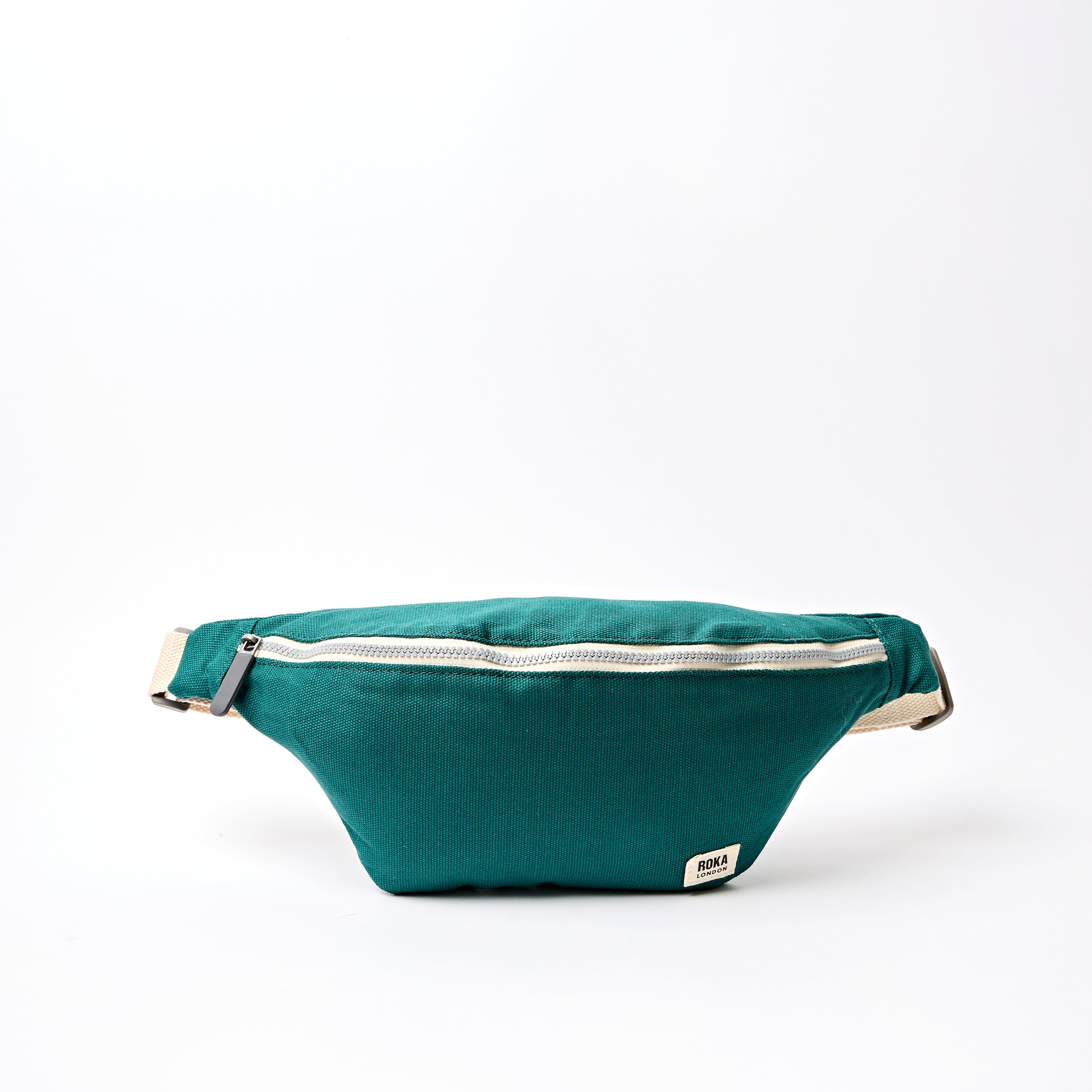 Roka London Mill Hill Small midjeveske teal bomullscanvas