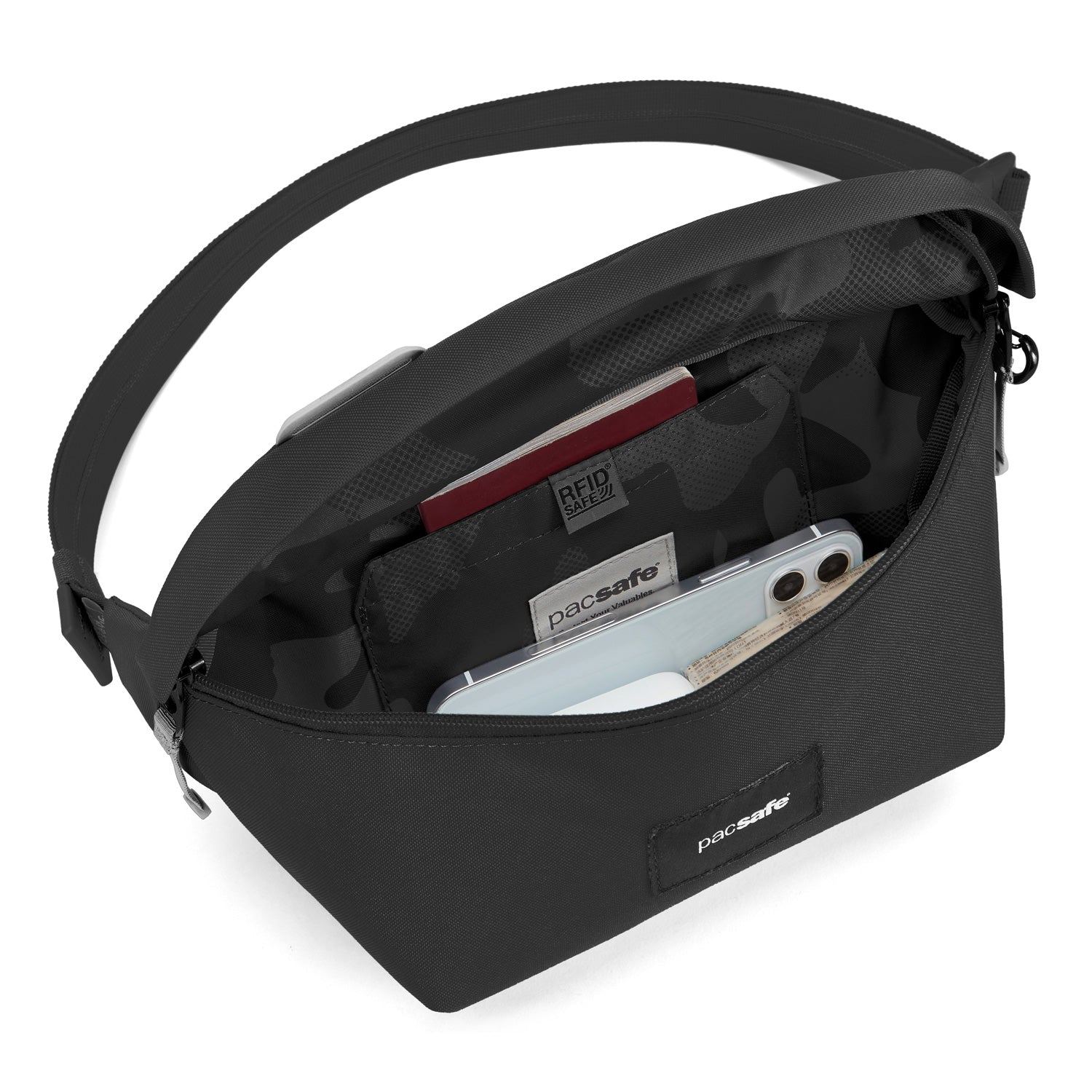 Pacsafe GO Sling skulderveske svart resirkulert