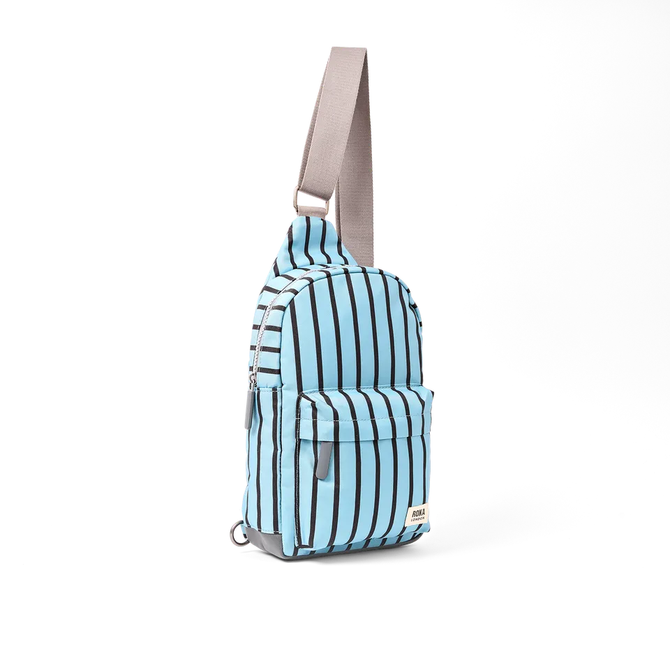 Roka London Willesden skulderveske blå striper Large 5 liter