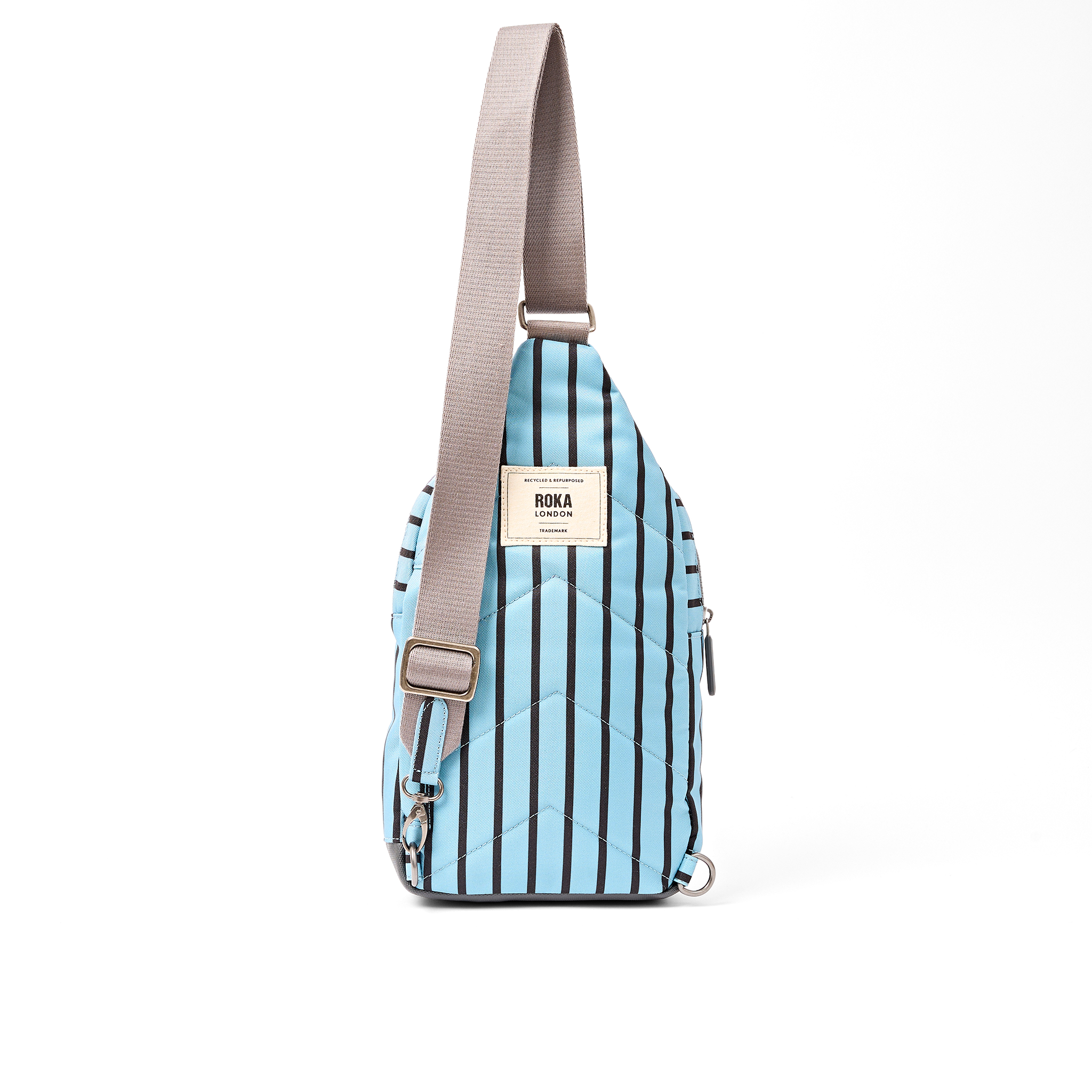 Roka London Willesden skulderveske blå striper Large 5 liter
