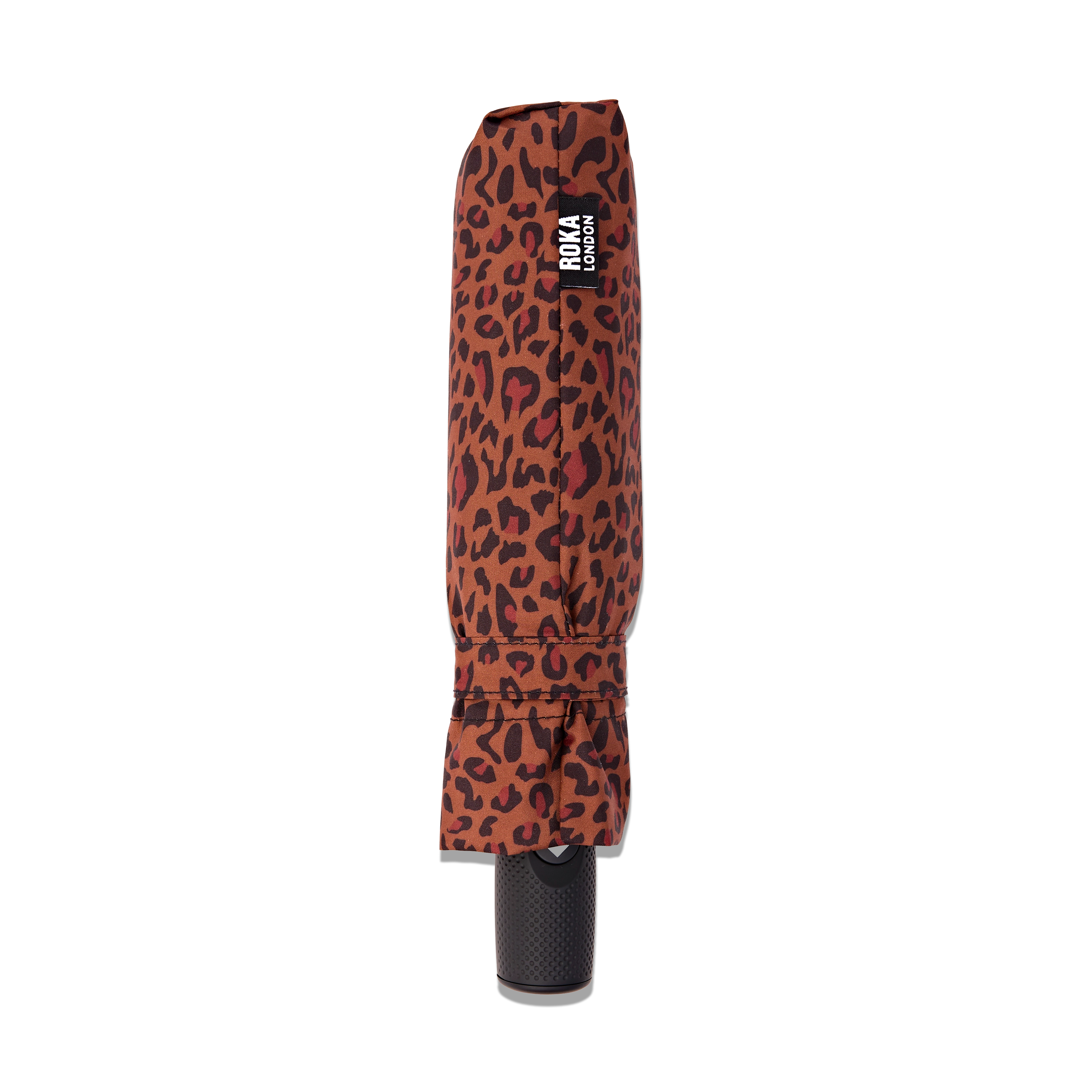 Roka London Waterloo paraply brown mini leopard Medium