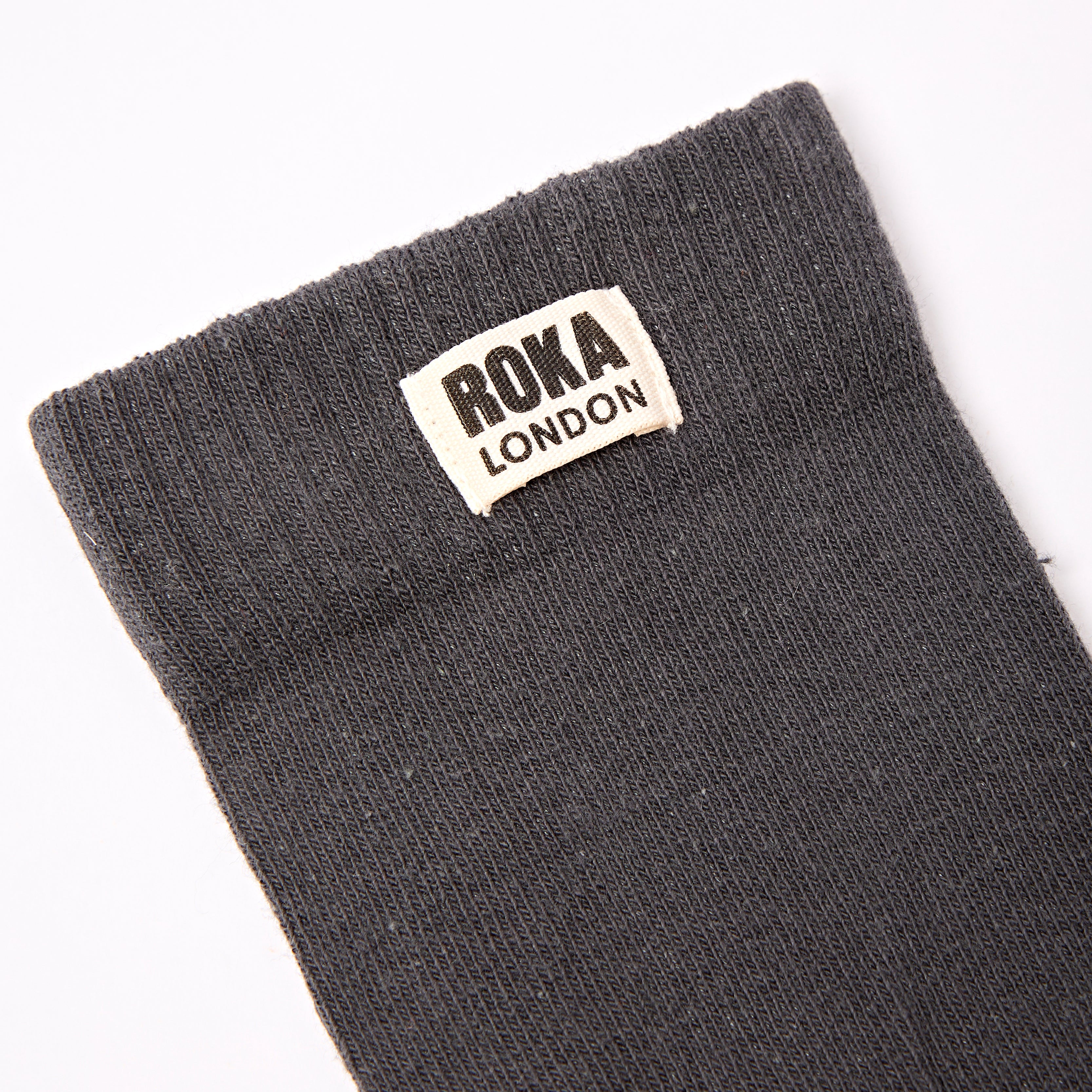 Roka London Wimbledon Crew sokker faded black økologisk bomull