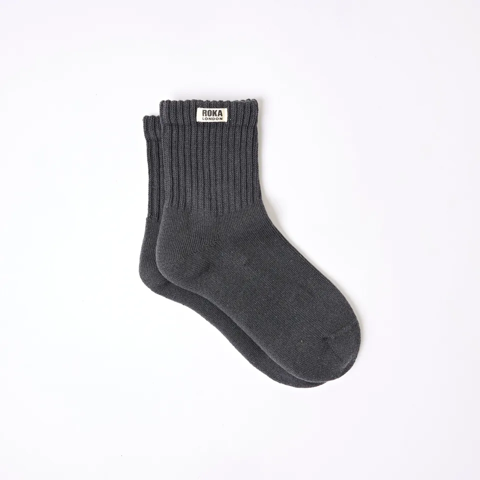 Roka London Windsor sokker faded black økologisk bomull