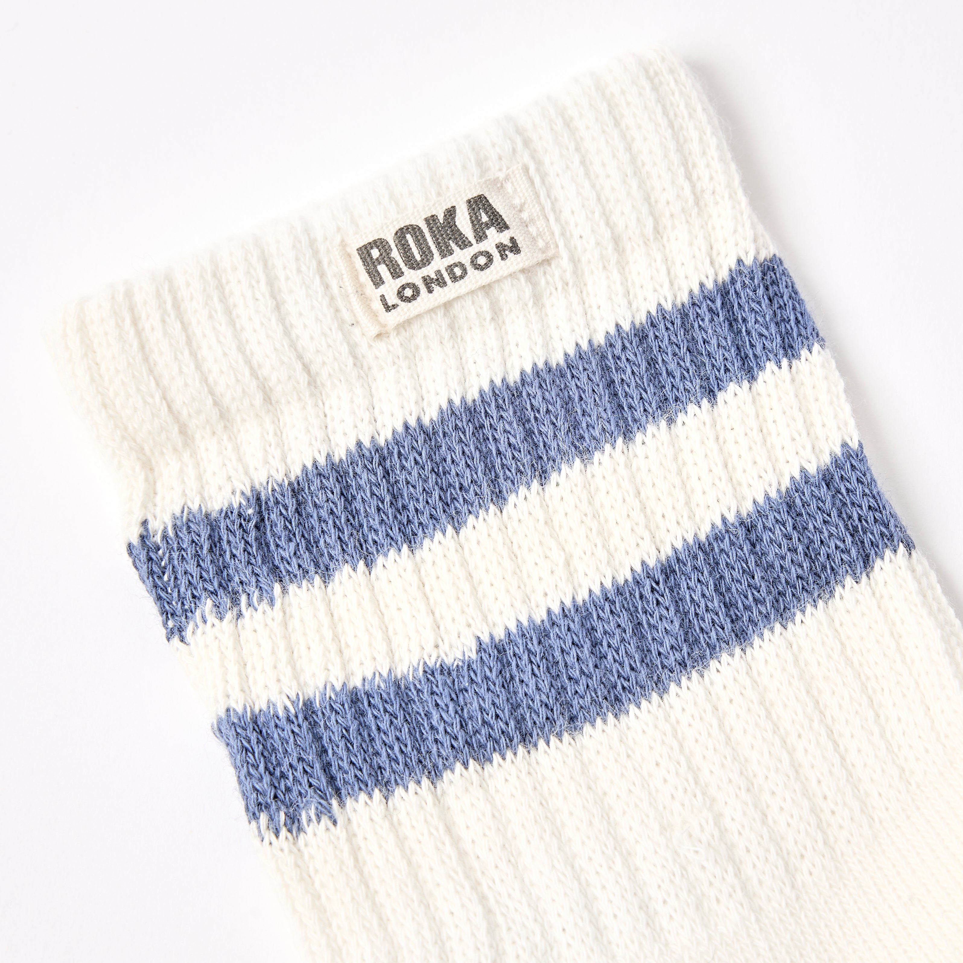 Roka London Windsor Stripe sokker coastal blue dame økologisk