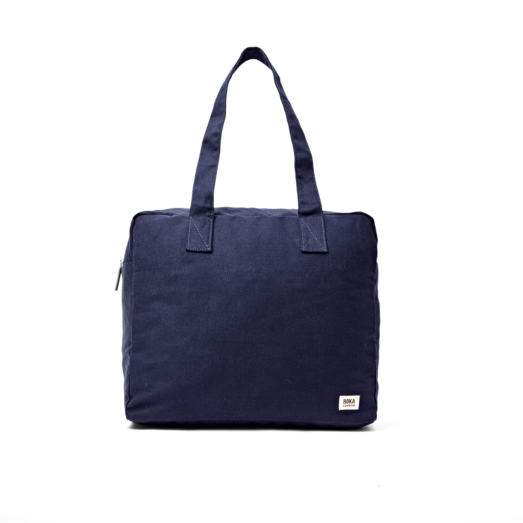 Roka London Sloane tote Medium navy blå canvas 24 liter