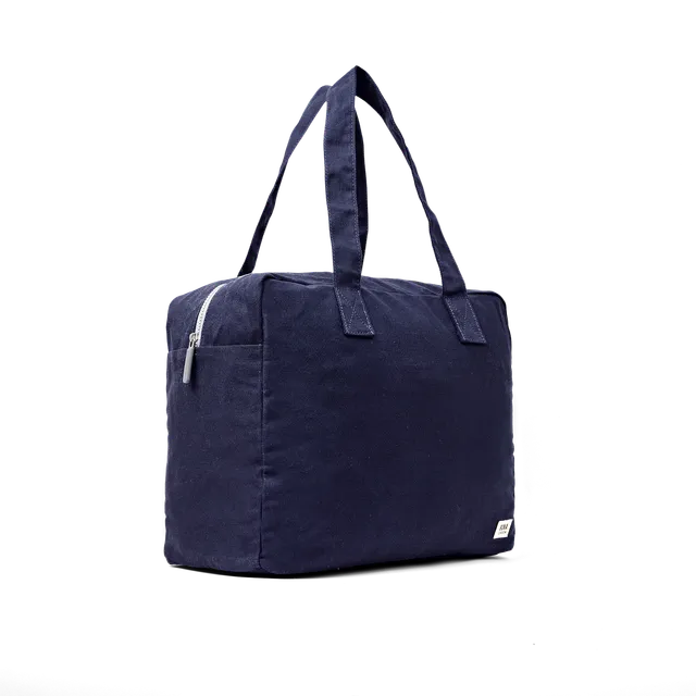 Roka London Sloane tote Medium navy blå canvas 24 liter