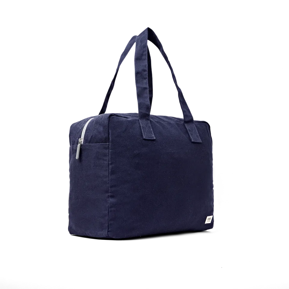 Roka London Sloane tote Medium navy blå canvas 24 liter