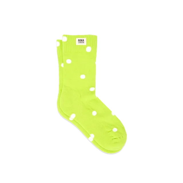 Roka London Wimbledon sokker Lime Dot 36-42 bomull
