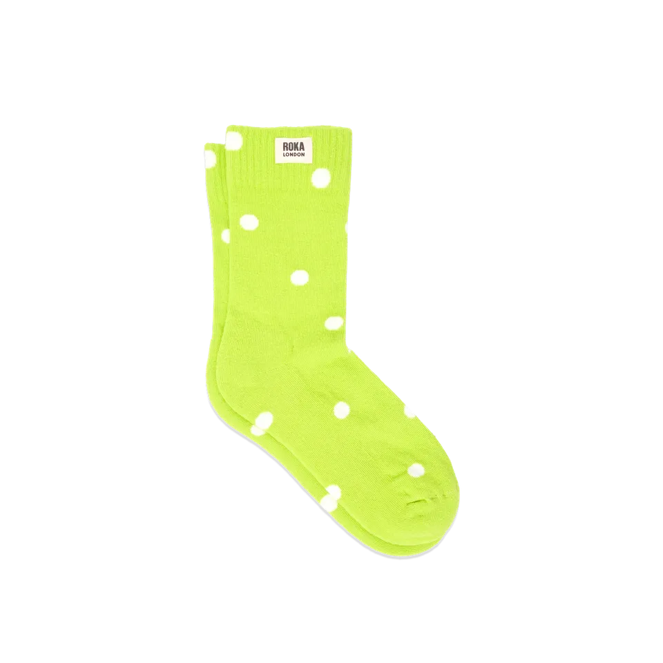 Roka London Wimbledon sokker Lime Dot 36-42 bomull