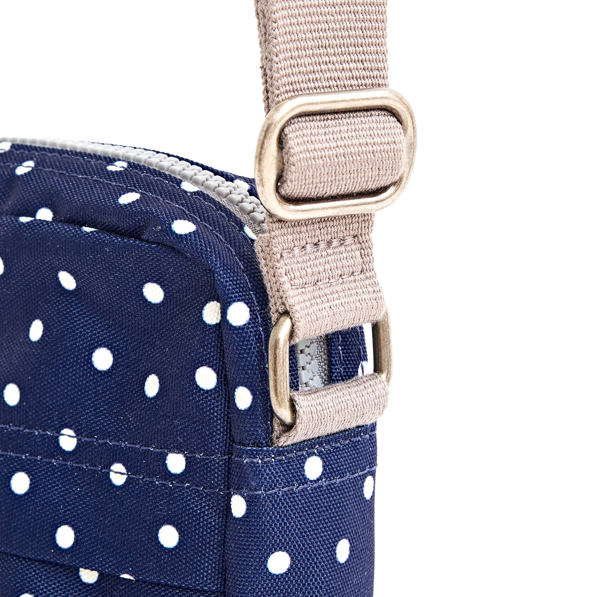 Roka London Bond Pocket crossbody-veske Navy Polka Dot small vanntett