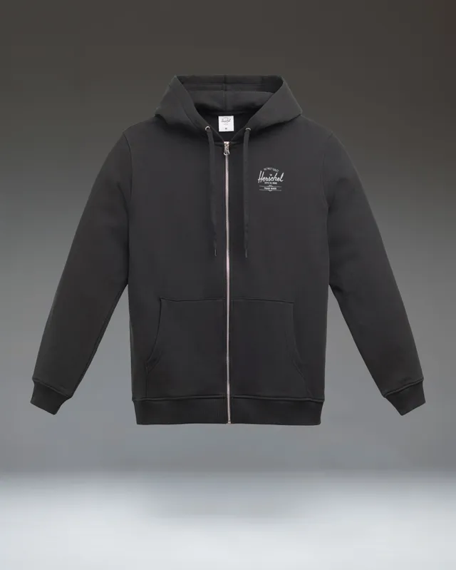Herschel Basic Zip Hoodie herre hettegenser Black/White bomullsblanding