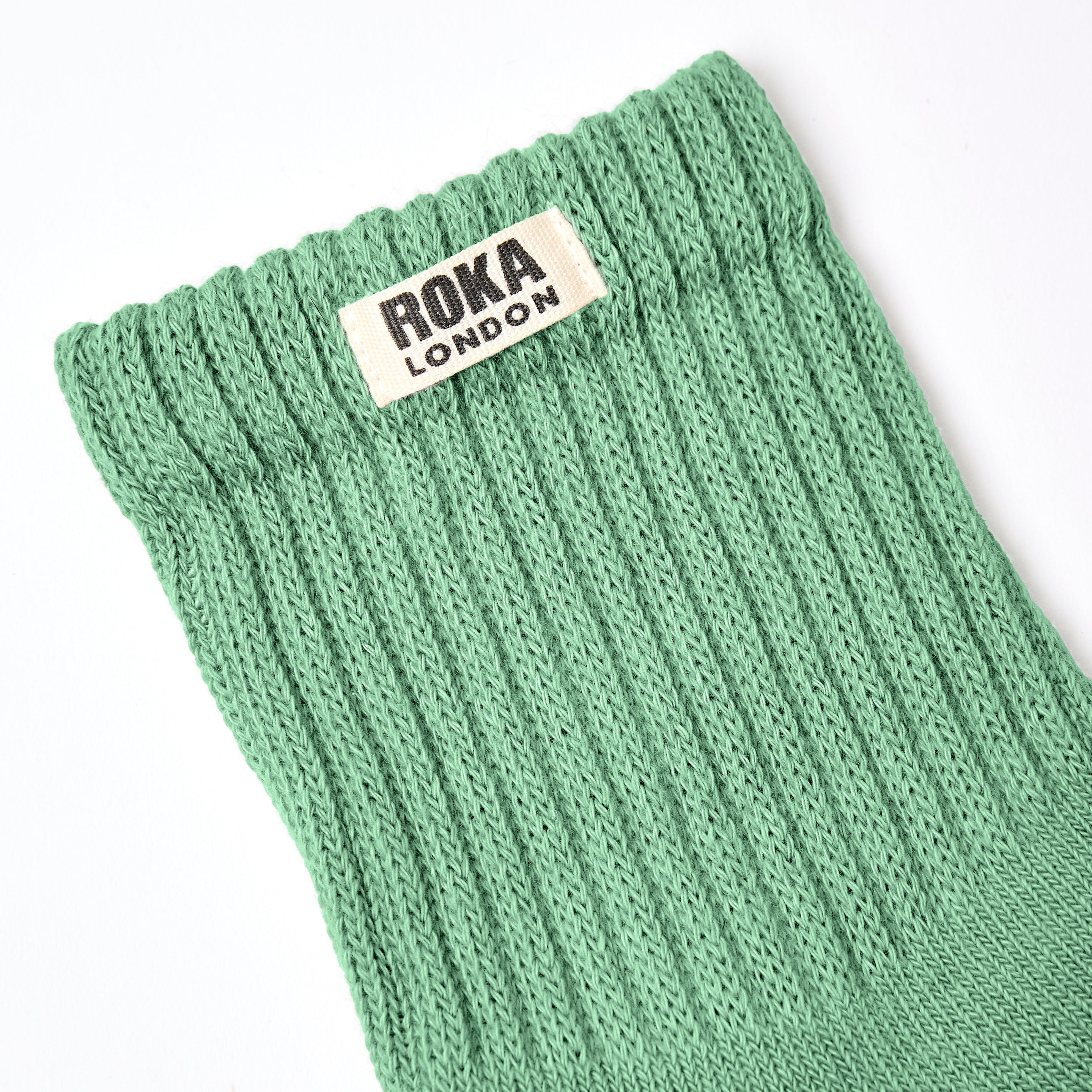Roka London Windsor crew sokker dame matcha bomull