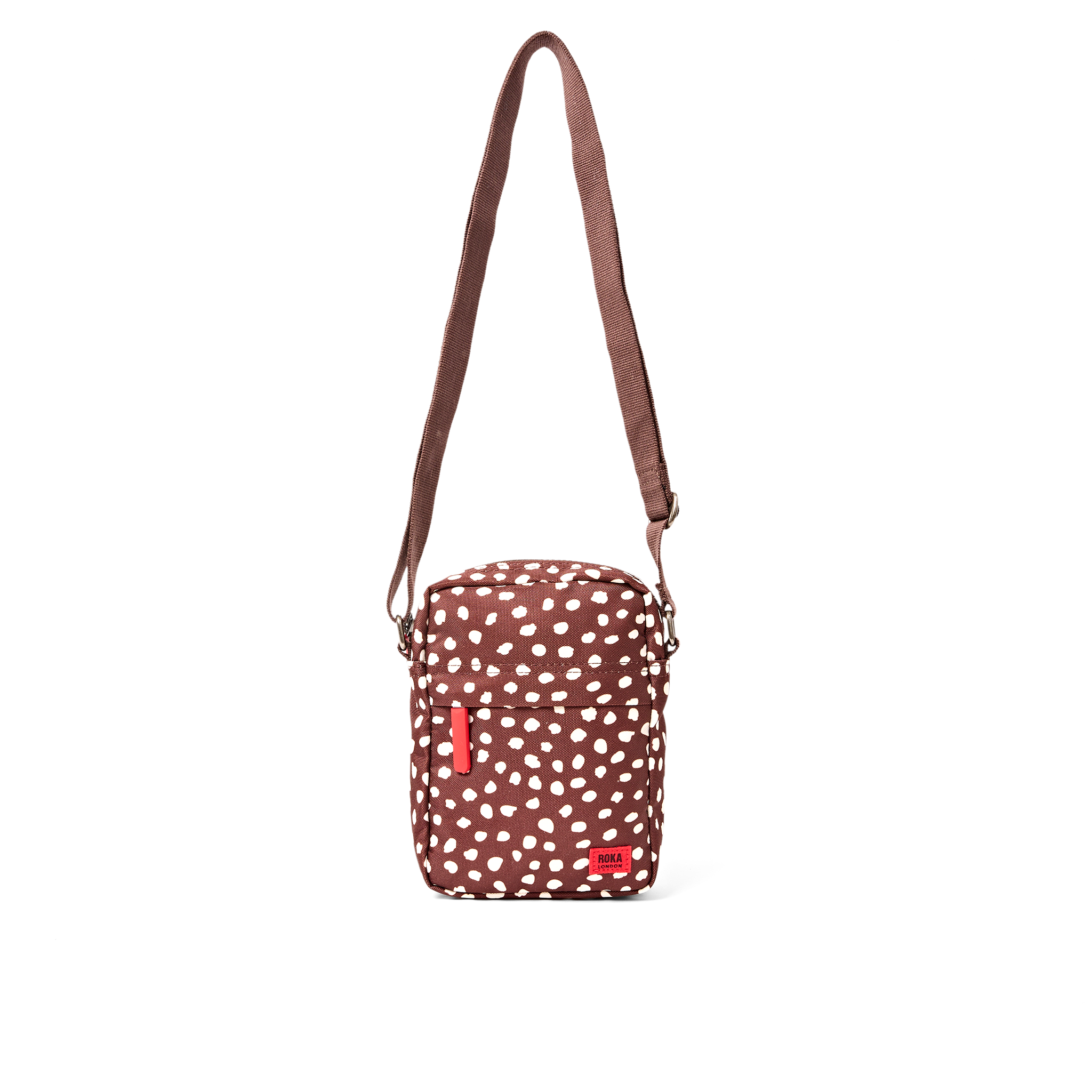 Roka London Bond crossbody Small brown dot vanntett