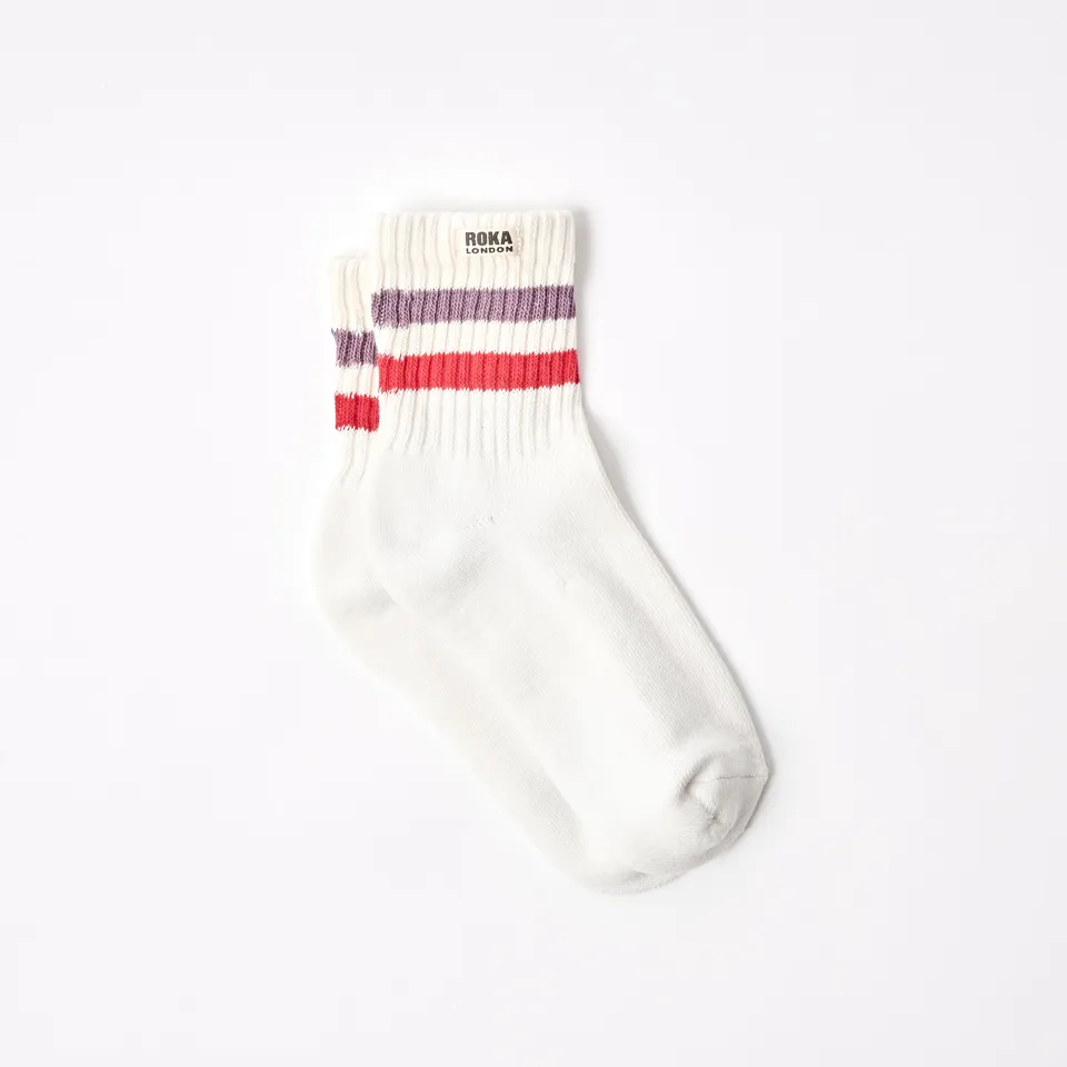 Roka London Windsor Stripe sokker dame flint red økologisk