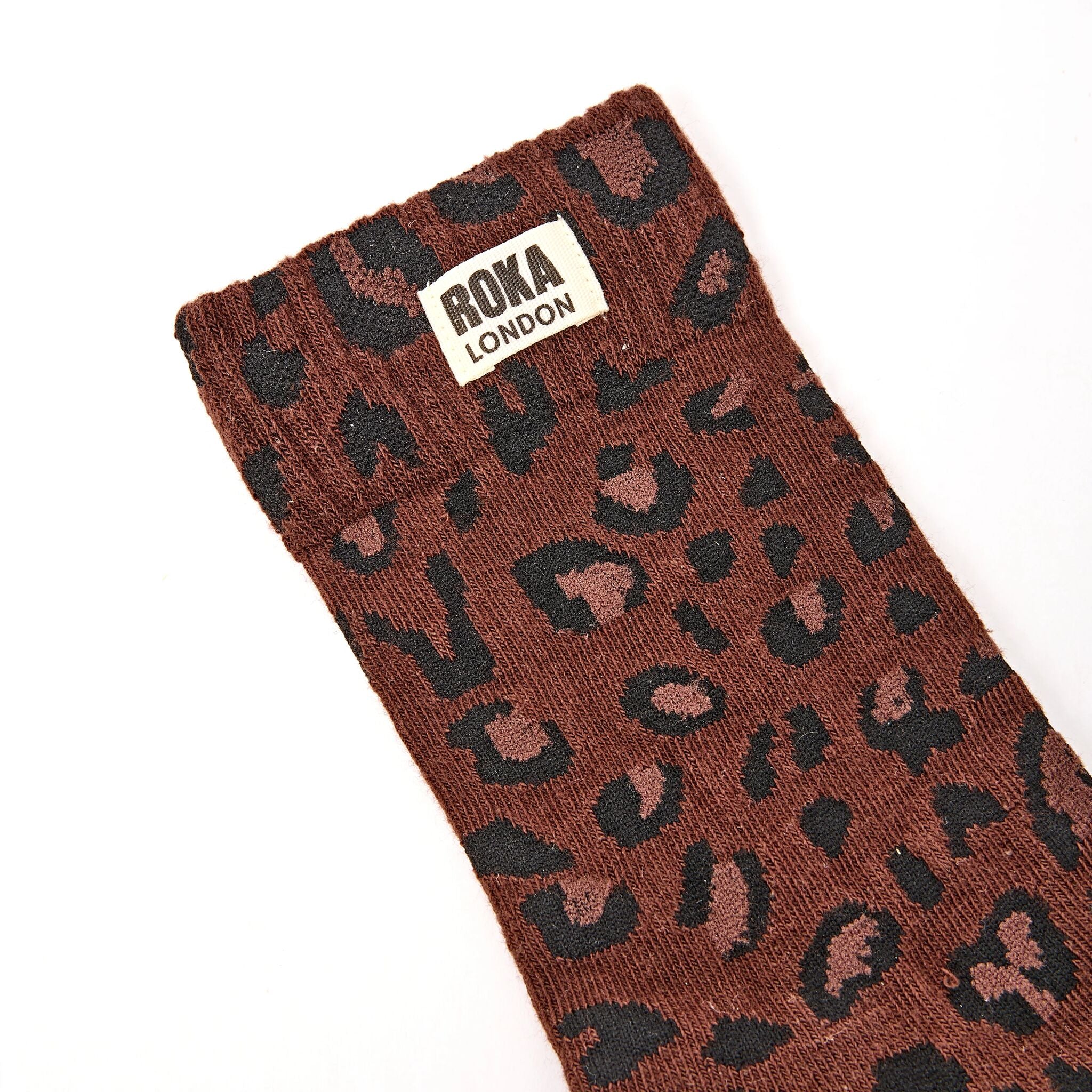 Roka London Wimbledon crew sokker leopard 36–42 økologisk bomull