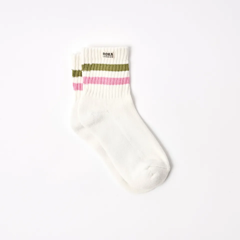 Roka London Windsor crew sokker avocado/pink 36-42