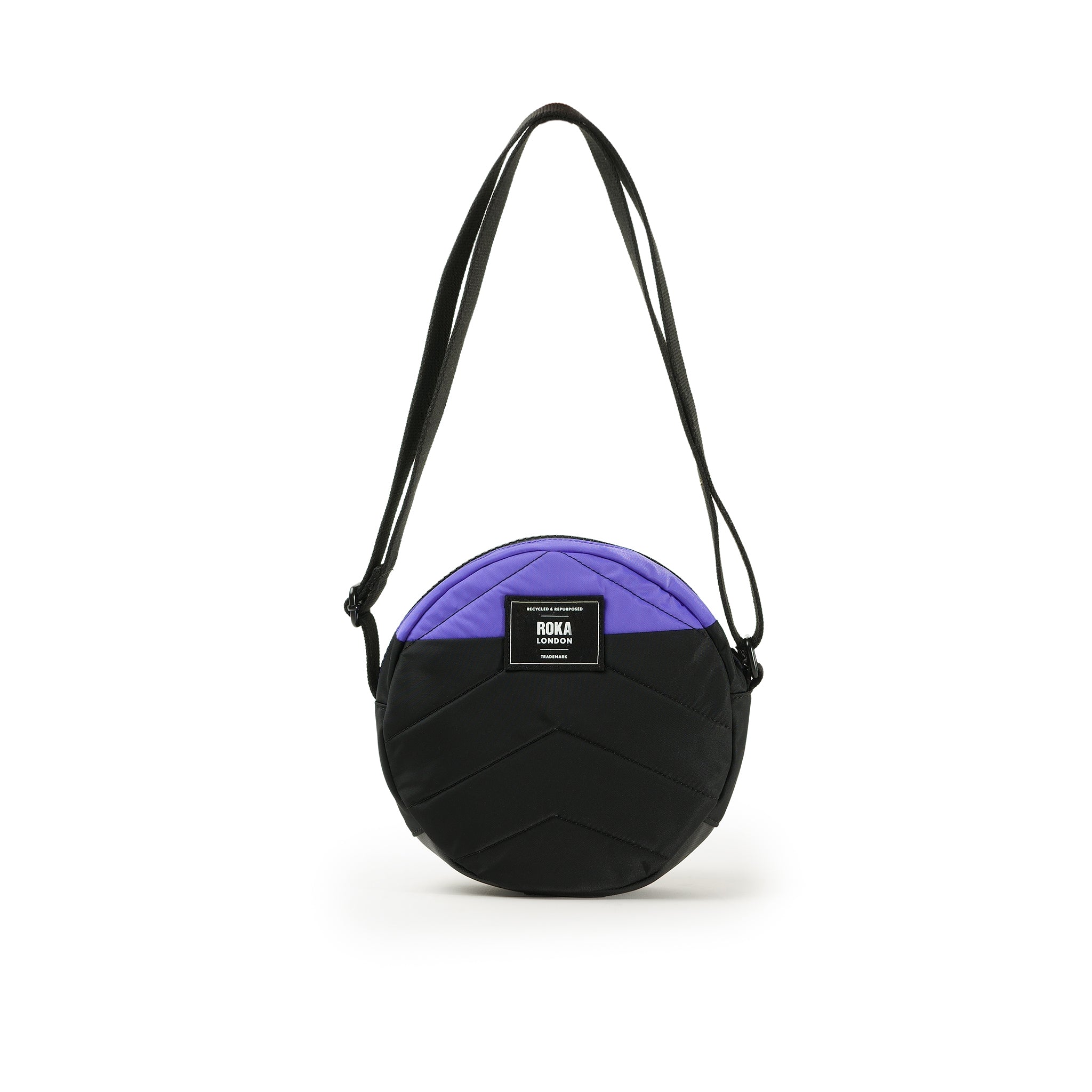 Roka London Paddington skulderveske svart/lilla 4,1 liter