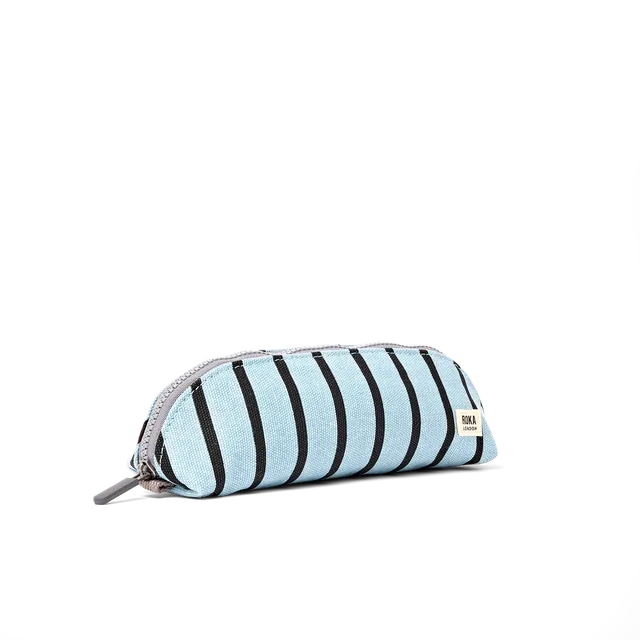 Roka London Tate etui small blå stripe bomullscanvas