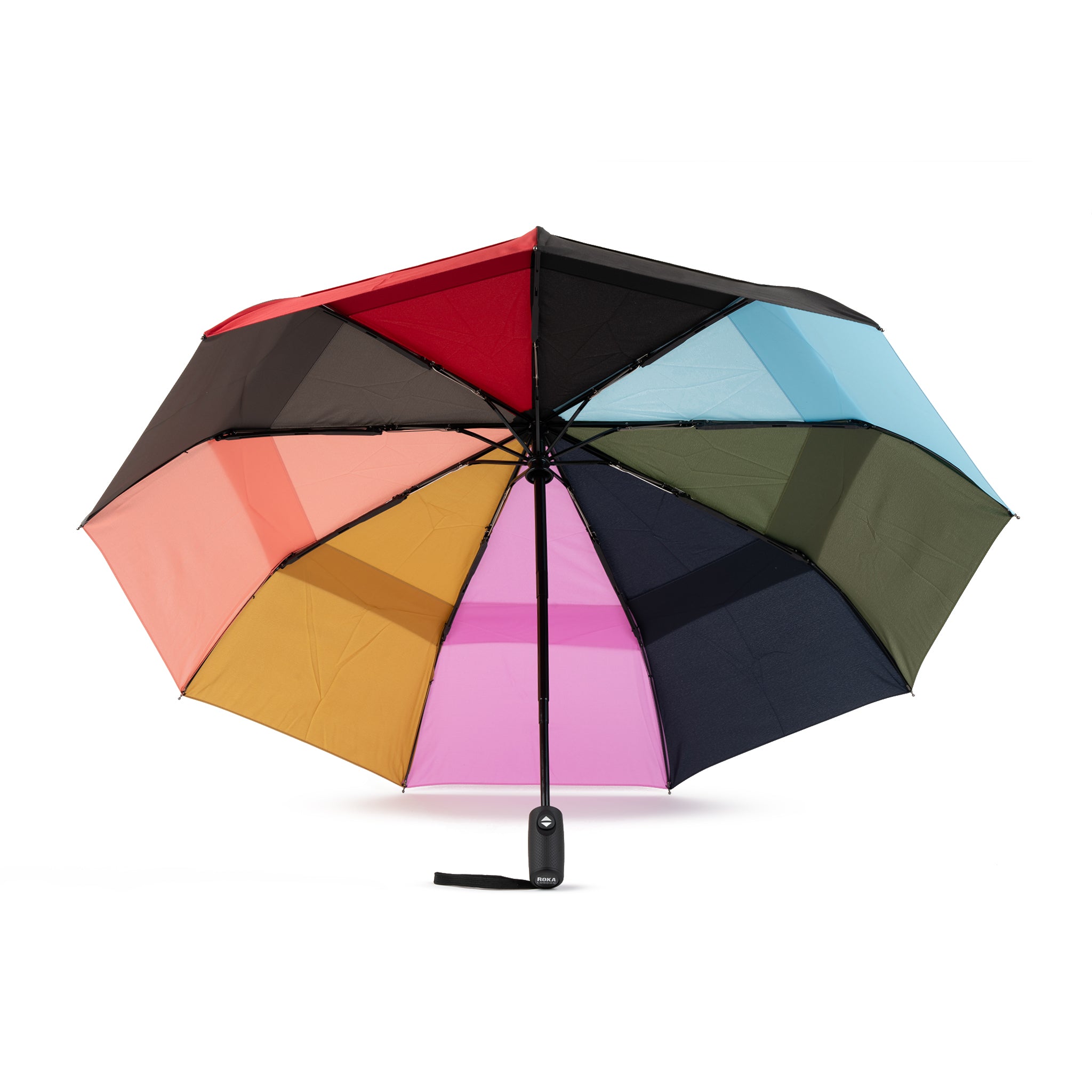 Roka London Waterloo paraply Medium Bright Rainbow storm
