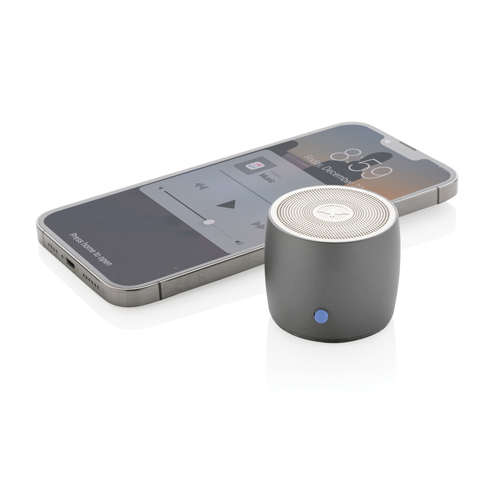 Swiss Peak 3W bluetooth høyttaler grå resirkulert aluminium