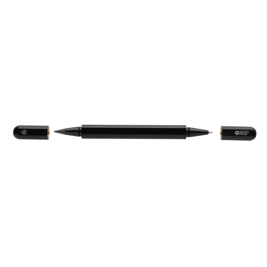 Swiss Peak Storm penn svart dobbel spiss aluminium