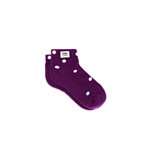 Roka London Wembley ankelsokker barn purple dot økologisk bomull