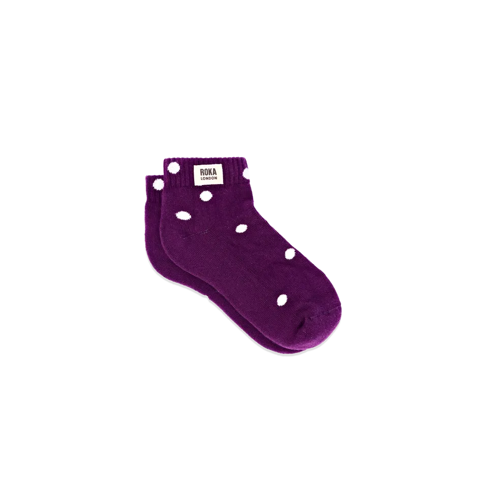 Roka London Wembley ankelsokker barn purple dot økologisk bomull