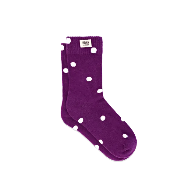 Roka London Wimbledon crewsokker Purple Dot bomull