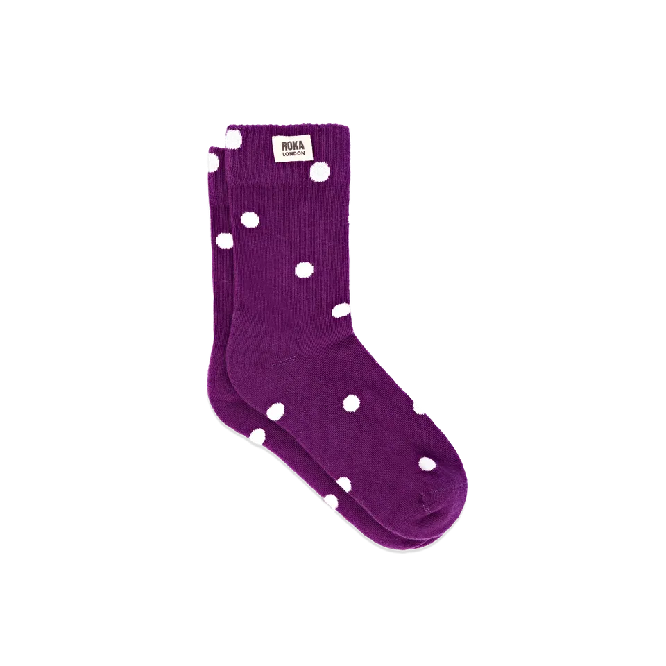 Roka London Wimbledon crewsokker Purple Dot bomull