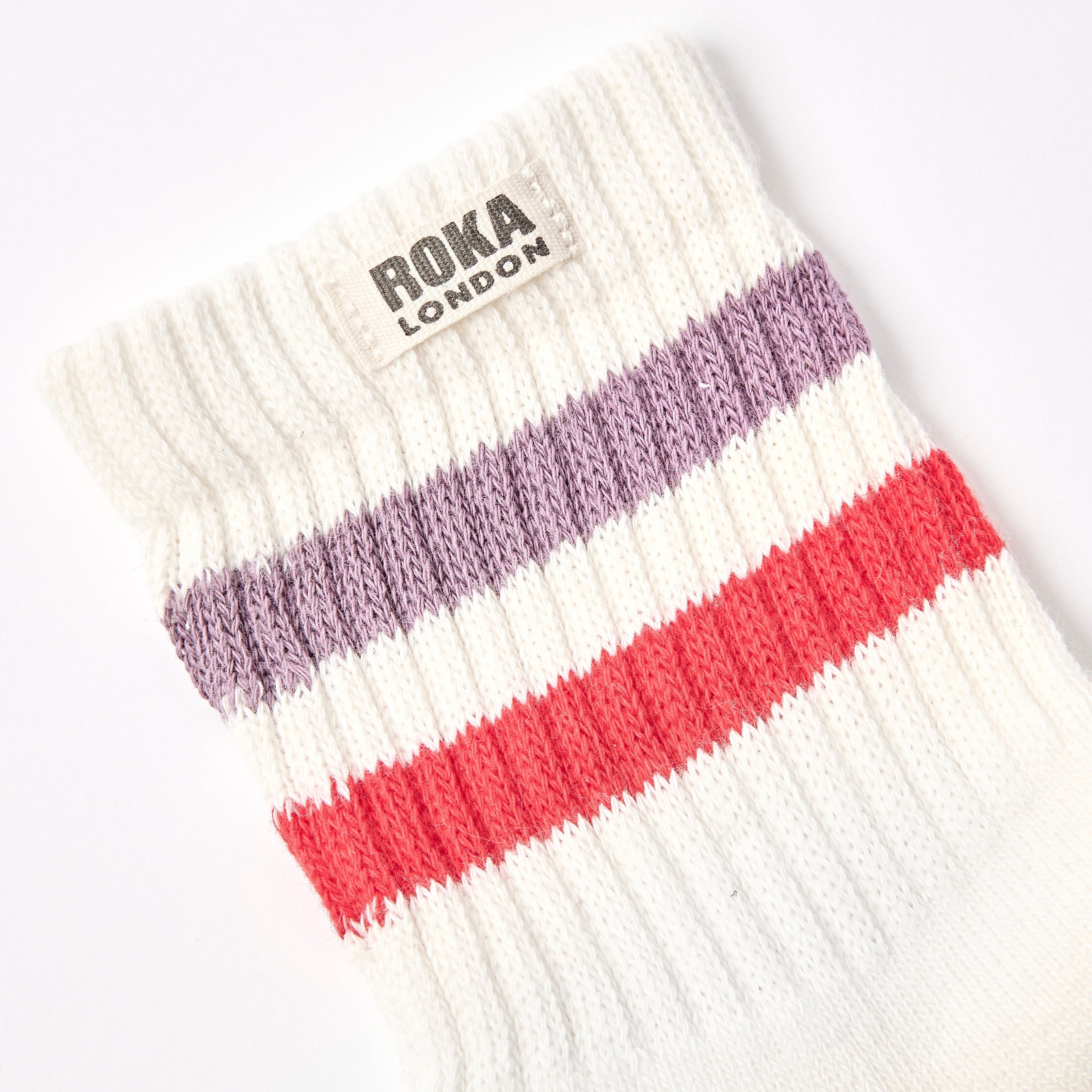 Roka London Windsor Stripe sokker dame flint red økologisk