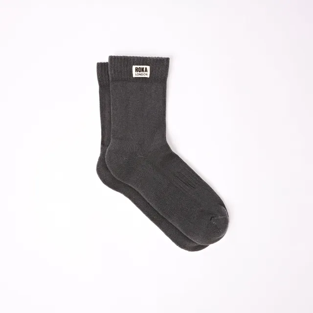 Roka London Wimbledon Crew sokker faded black økologisk bomull