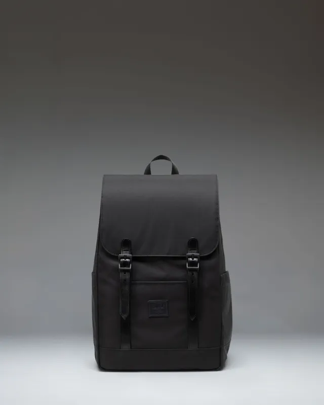 Herschel Retreat Small ryggsekk svart skinn detaljer