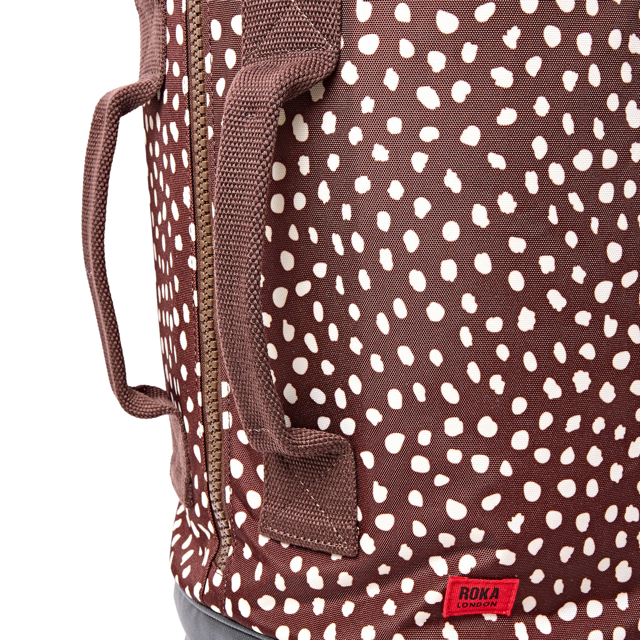 Roka London Heathrow duffelv bag brun prikker Large 50 liter